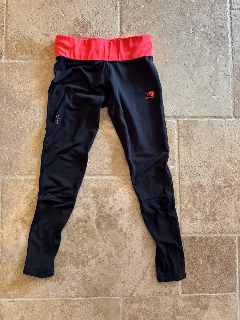 Kids Black Leggings with Coral Waistband by Karrimor